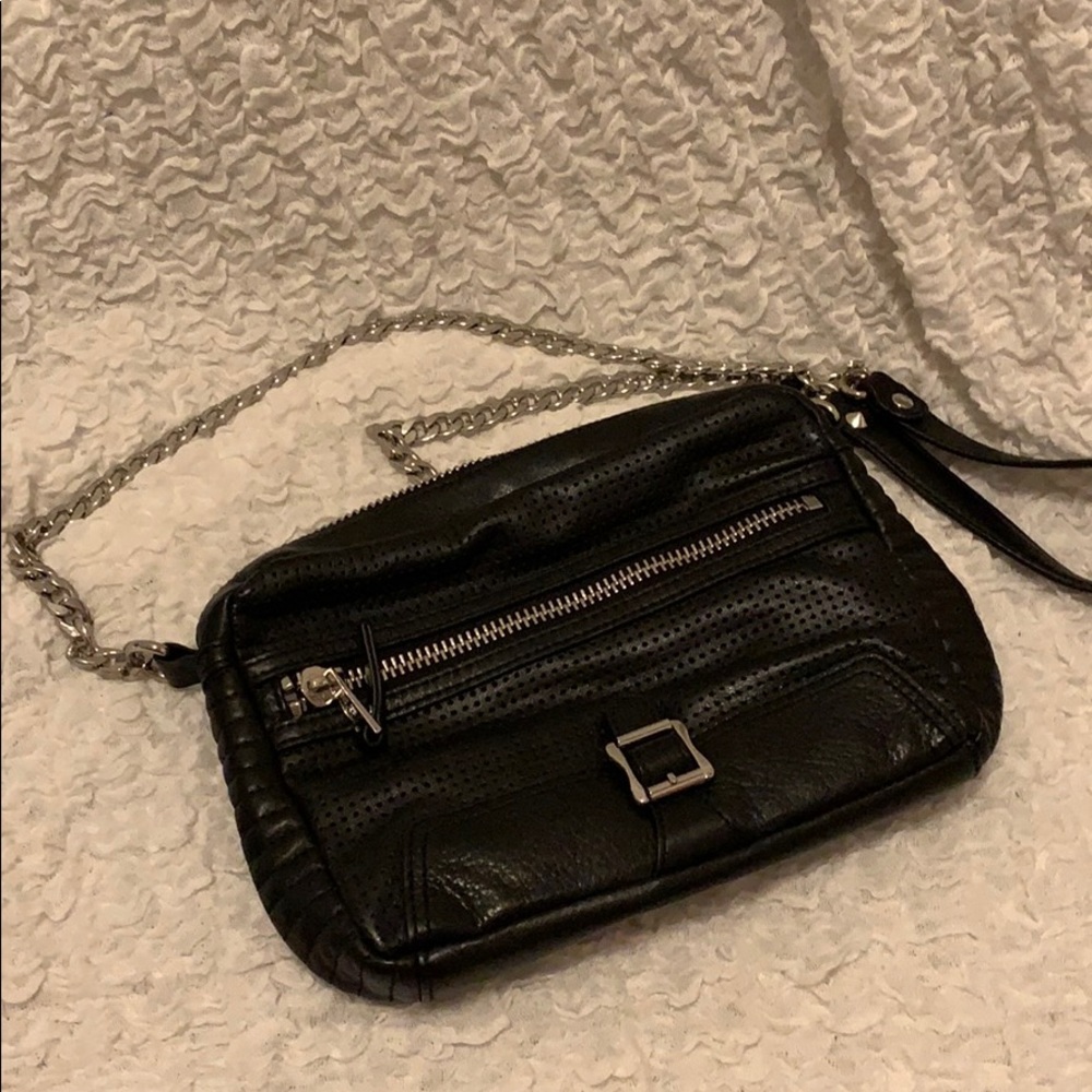 Ash Black Leather Crossbody Bag